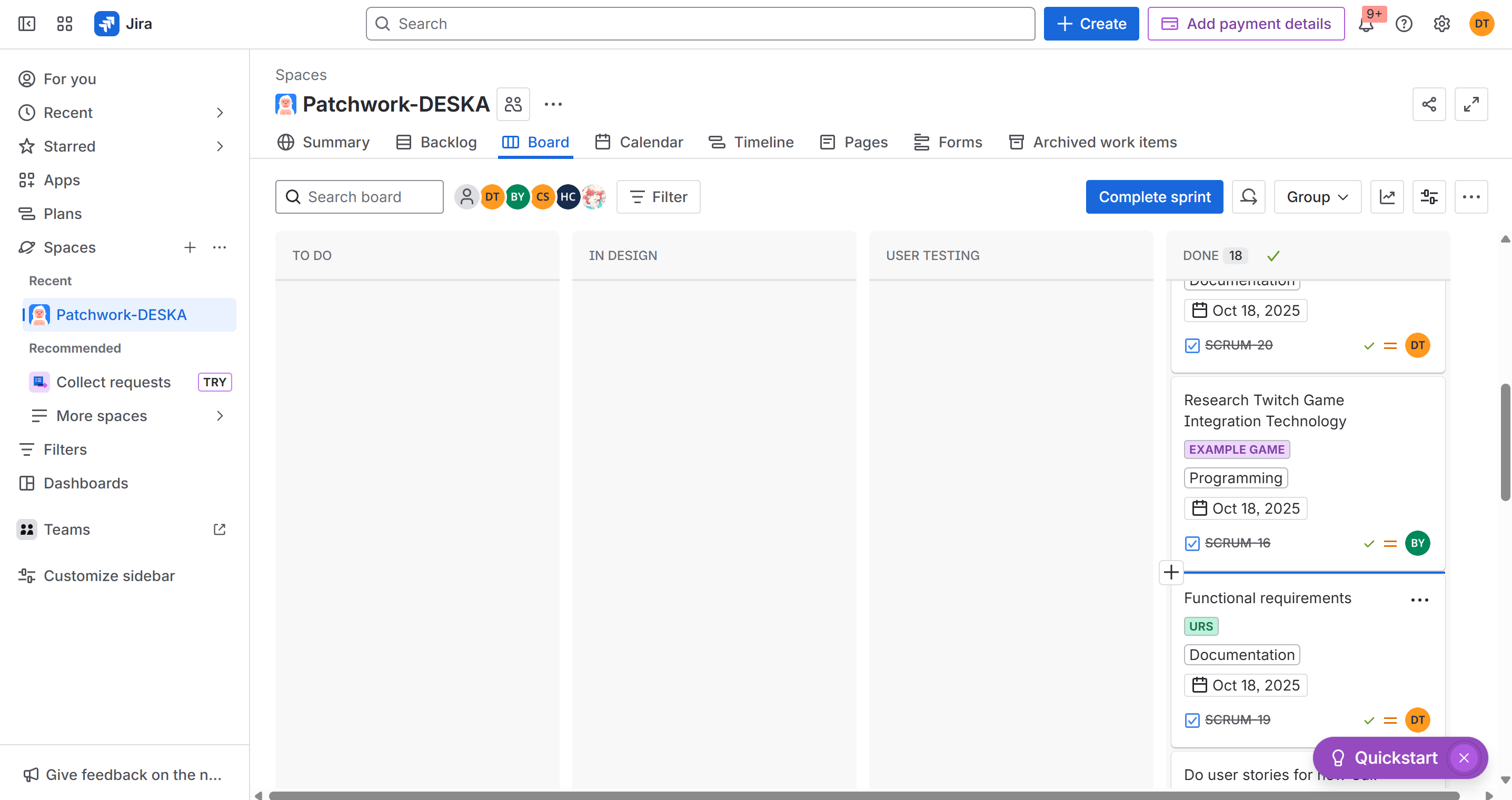 image of the scrum board